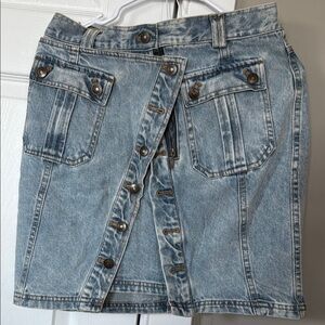 Denim Button-Front Skirt